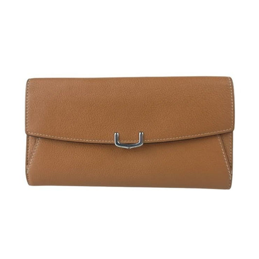Cartier カルティエ 長財布 C ドゥ カルティエ インターナショナルウォレット L3001511 ブラウン系 レザー レディース フラップウォレット シルバー金具 美品