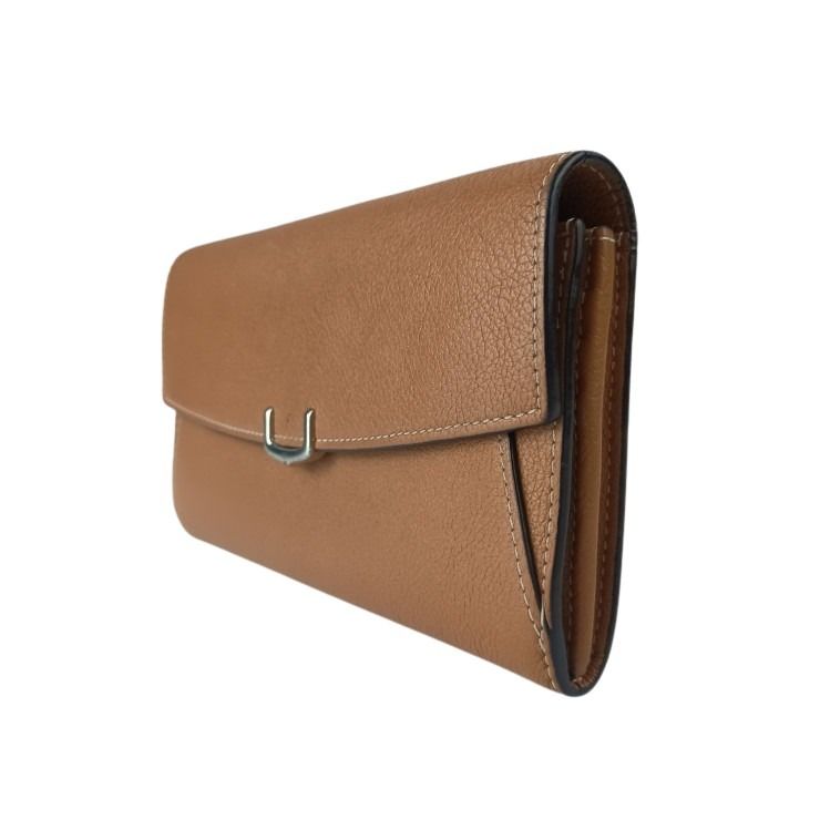 Cartier カルティエ 長財布 C ドゥ カルティエ インターナショナルウォレット L3001511 ブラウン系 レザー レディース フラップウォレット シルバー金具 美品