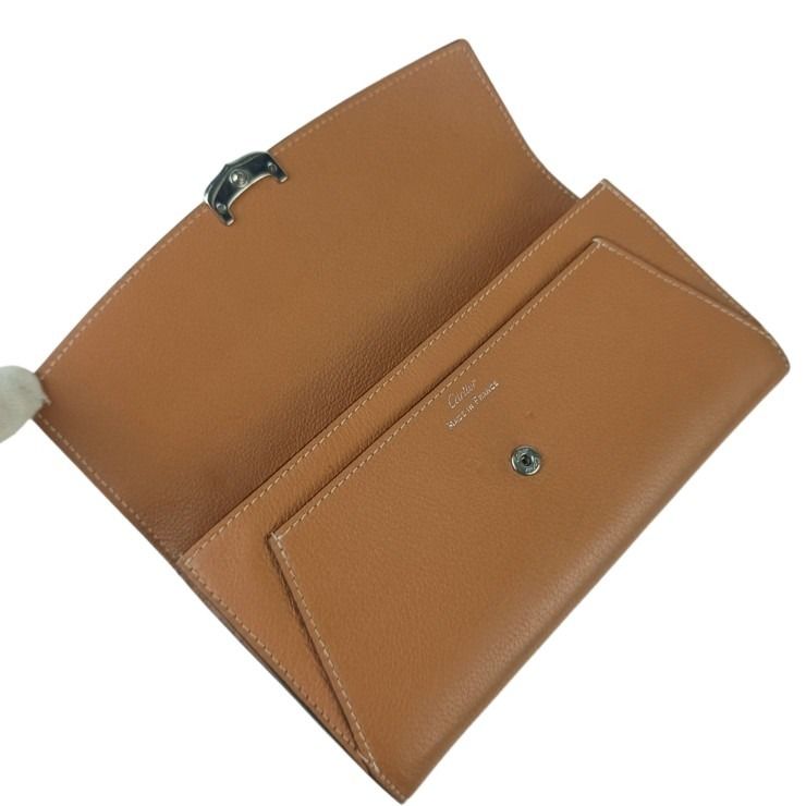 Cartier カルティエ 長財布 C ドゥ カルティエ インターナショナルウォレット L3001511 ブラウン系 レザー レディース フラップウォレット シルバー金具 美品