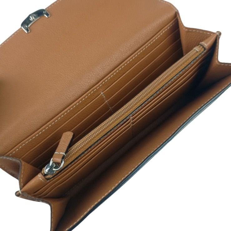 Cartier カルティエ 長財布 C ドゥ カルティエ インターナショナルウォレット L3001511 ブラウン系 レザー レディース フラップウォレット シルバー金具 美品