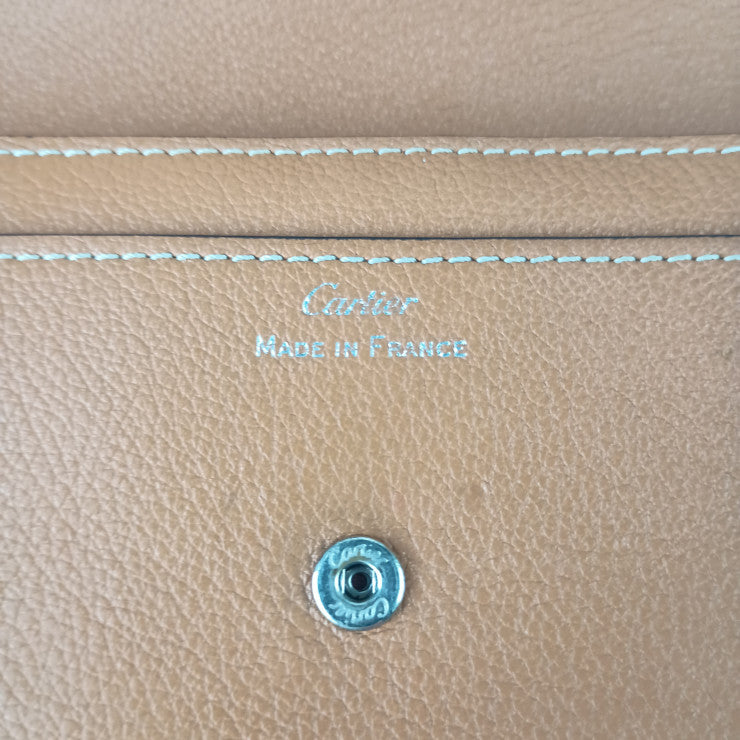 Cartier カルティエ 長財布 C ドゥ カルティエ インターナショナルウォレット L3001511 ブラウン系 レザー レディース フラップウォレット シルバー金具 美品