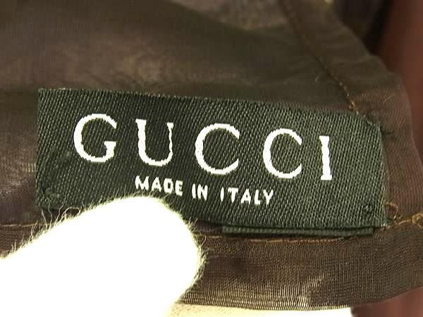GUCCI グッチ スカーフ ブラウン系 シルク100% レディース 大判 ストール ショール 美品