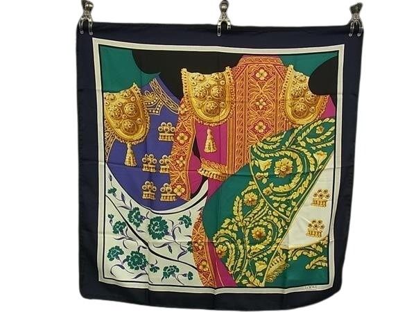 LOEWE ロエベ スカーフ マルチカラー系 シルク100% レディース 大判 ストール 美品