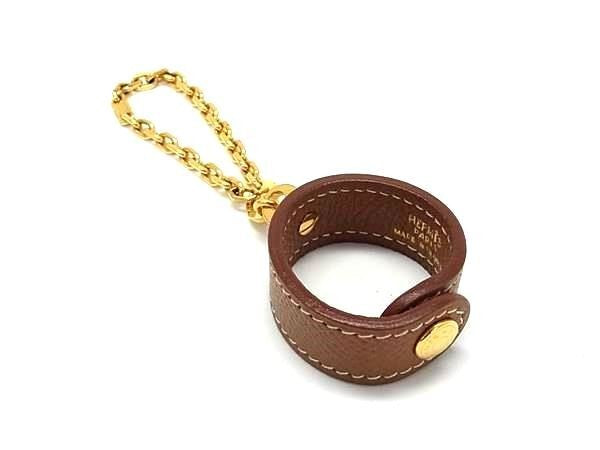 HERMES エルメス グローブホルダー ノマド ブラウン系 レザー レディース ゴールド金具 美品