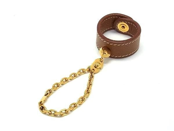 HERMES エルメス グローブホルダー ノマド ブラウン系 レザー レディース ゴールド金具 美品