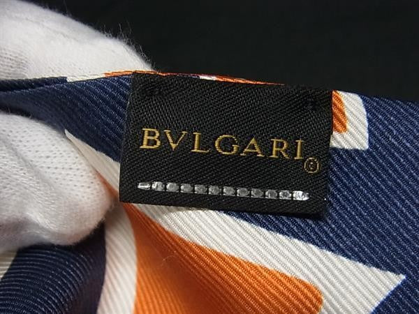 BVLGARI ブルガリ リボンスカーフ マルチカラー系 シルク100% レディース 総柄 超美品