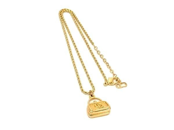 Christian Dior ディオール ネックレス CDロゴ バッグモチーフ ゴールド系 メタル レディース 美品