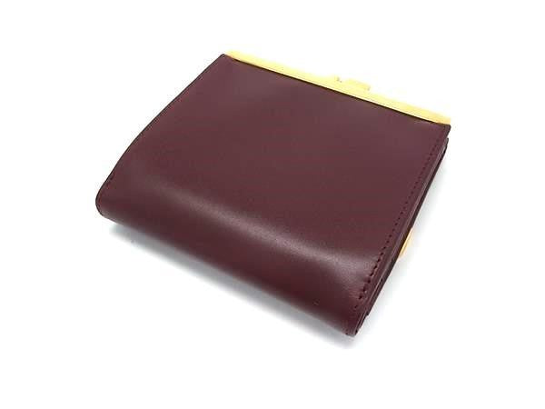 Cartier カルティエ 三つ折り財布 マストライン L3000039 ボルドー系 カーフレザー レディース がま口 美品