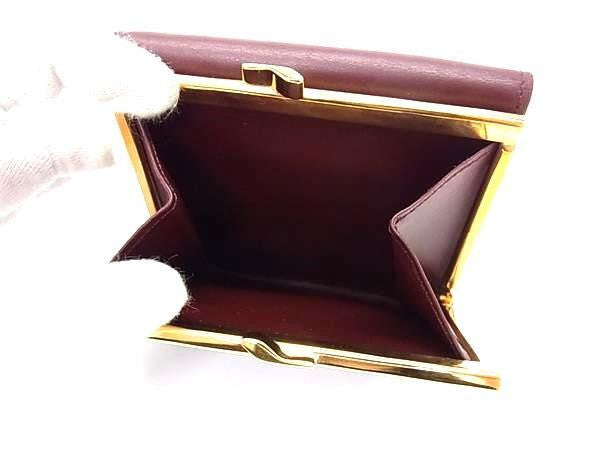 Cartier カルティエ 三つ折り財布 マストライン L3000039 ボルドー系 カーフレザー レディース がま口 美品