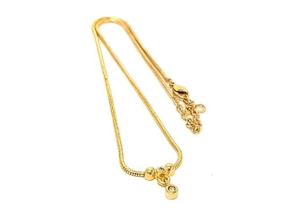 Christian Dior ディオール ネックレス ゴールド系 メタル ラインストーン レディース 美品