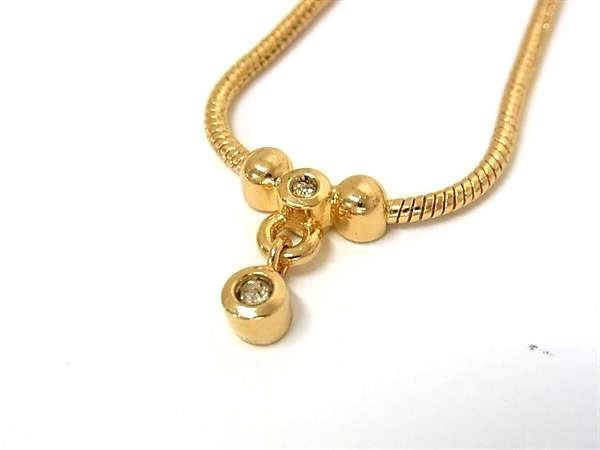Christian Dior ディオール ネックレス ゴールド系 メタル ラインストーン レディース 美品