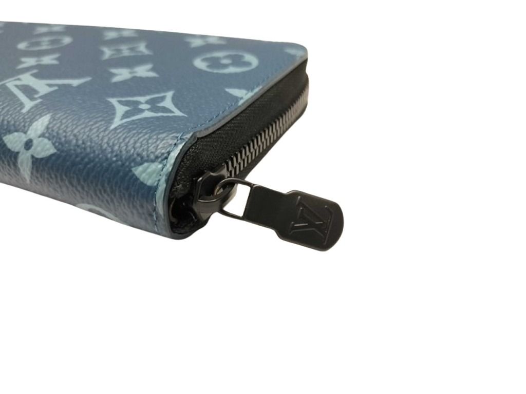 LOUIS VUITTON ルイヴィトン 長財布 ジッピーウォレット ヴェルティカル M82799 ブルー ブラウン系 モノグラム メンズ ラウンドファスナー 美品