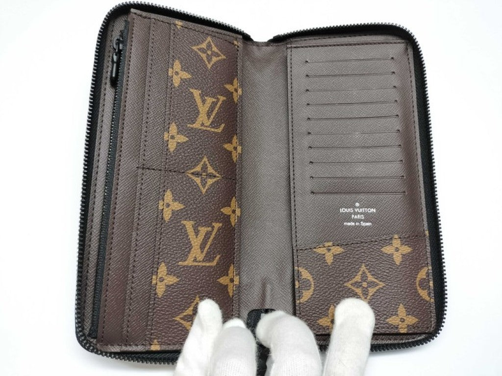 LOUIS VUITTON ルイヴィトン 長財布 ジッピーウォレット ヴェルティカル M82799 ブルー ブラウン系 モノグラム メンズ ラウンドファスナー 美品