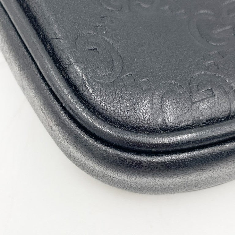 GUCCI グッチ ポーチ シガレットケース 162351 ブラック系 グッチシマ ユニセックス シルバー金具 美品