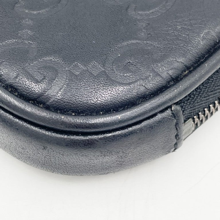 GUCCI グッチ ポーチ シガレットケース 162351 ブラック系 グッチシマ ユニセックス シルバー金具 美品