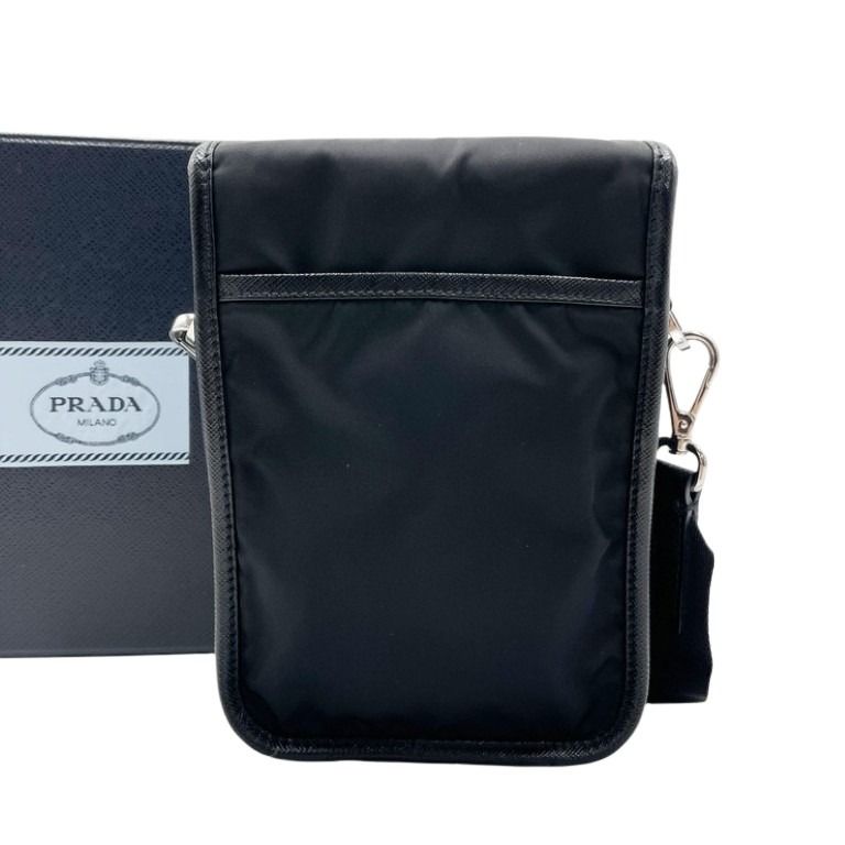 PRADA プラダ ショルダーバッグ Re-Nylon トライアングルロゴ 2VD043 ブラック系 ナイロン ユニセックス シルバー金具 美品