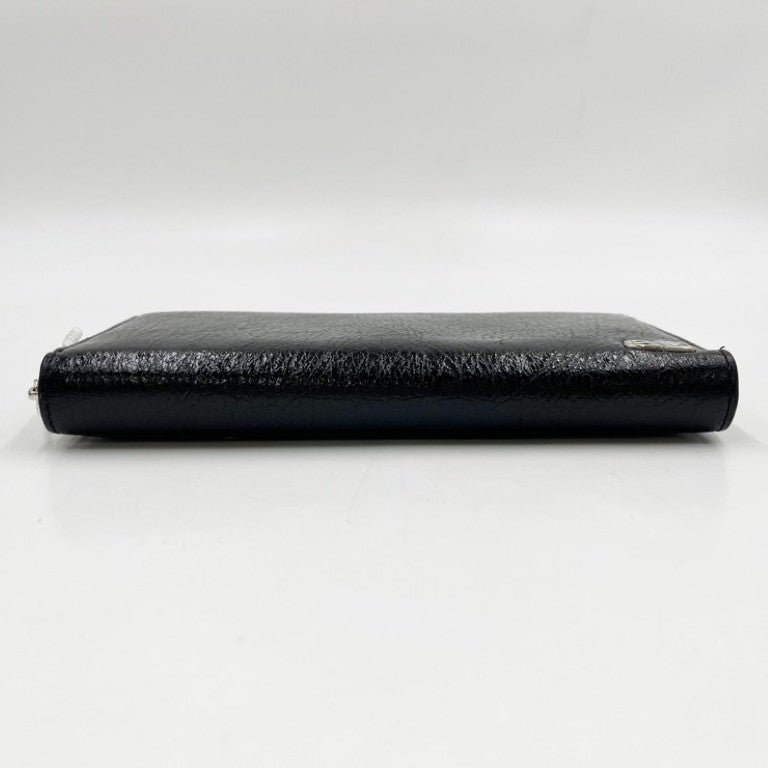 BALENCIAGA バレンシアガ 長財布 Monaco コンチネンタルウォレット 766560 ブラック系 レザー メンズ ラウンドファスナー BB ロゴ シルバー金具 超美品