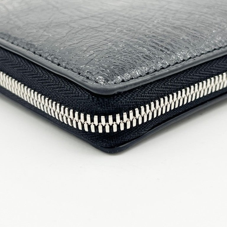 BALENCIAGA バレンシアガ 長財布 Monaco コンチネンタルウォレット 766560 ブラック系 レザー メンズ ラウンドファスナー BB ロゴ シルバー金具 超美品