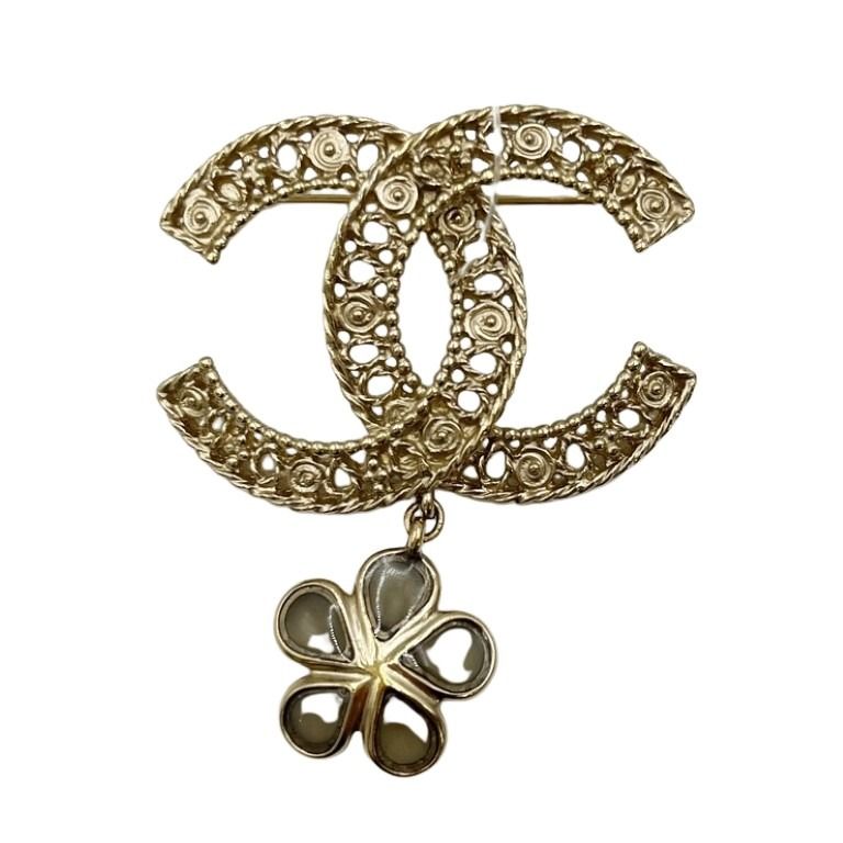 CHANEL シャネル ブローチ ココマーク ゴールド系 メタル レディース フラワー 超美品