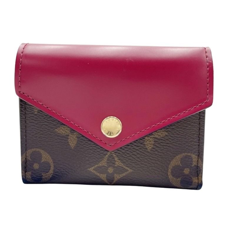 LOUIS VUITTON ルイヴィトン 三つ折り財布 ポルトフォイユ ゾエ M62932 ブラウン レッド系 モノグラム レディース ゴールド金具 美品