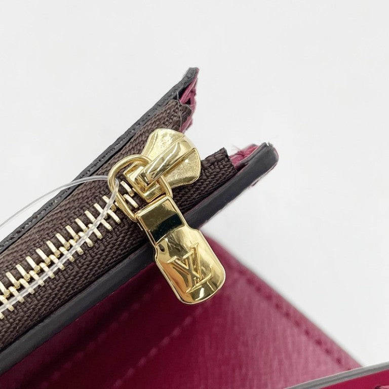 LOUIS VUITTON ルイヴィトン 三つ折り財布 ポルトフォイユ ゾエ M62932 ブラウン レッド系 モノグラム レディース ゴールド金具 美品