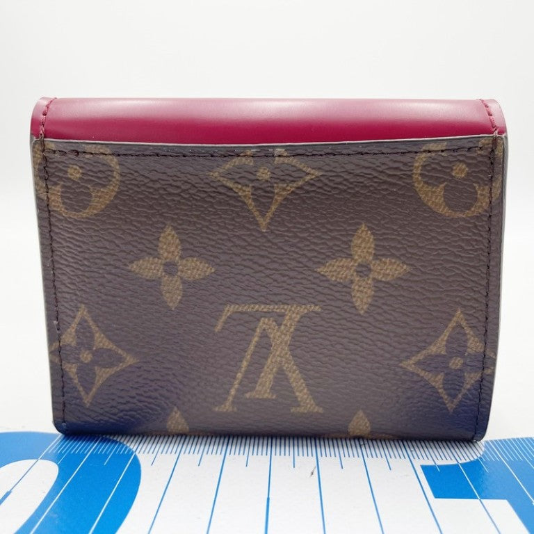 LOUIS VUITTON ルイヴィトン 三つ折り財布 ポルトフォイユ ゾエ M62932 ブラウン レッド系 モノグラム レディース ゴールド金具 美品