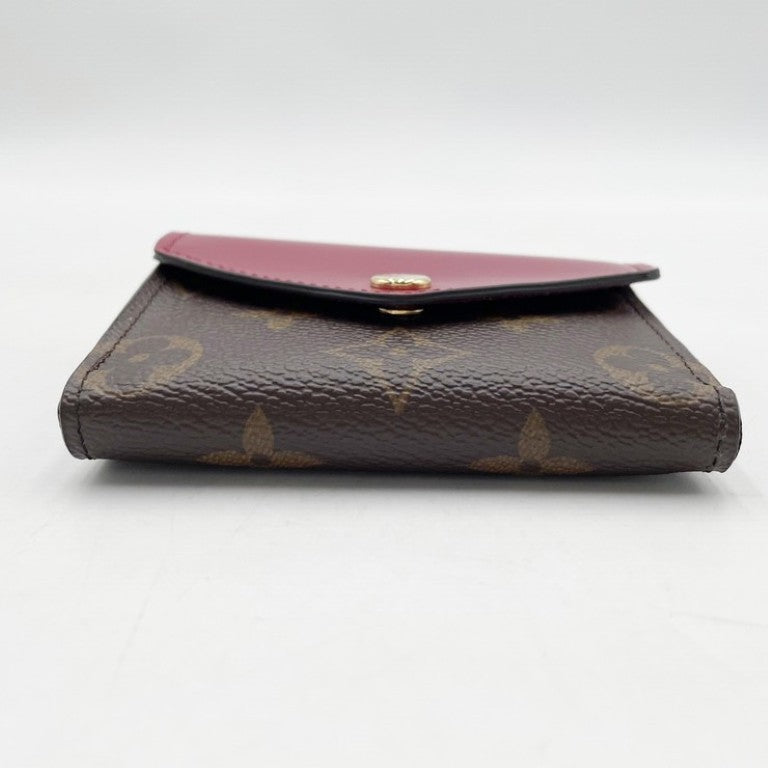 LOUIS VUITTON ルイヴィトン 三つ折り財布 ポルトフォイユ ゾエ M62932 ブラウン レッド系 モノグラム レディース ゴールド金具 美品