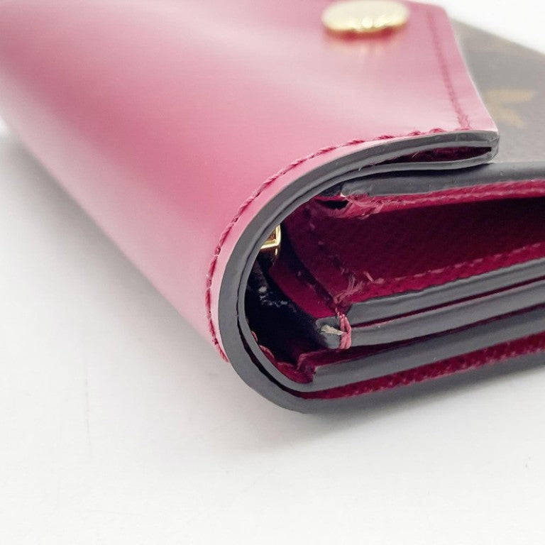 LOUIS VUITTON ルイヴィトン 三つ折り財布 ポルトフォイユ ゾエ M62932 ブラウン レッド系 モノグラム レディース ゴールド金具 美品