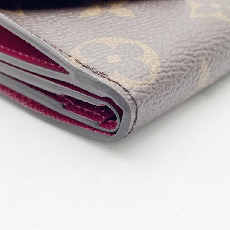 LOUIS VUITTON ルイヴィトン 三つ折り財布 ポルトフォイユ ゾエ M62932 ブラウン レッド系 モノグラム レディース ゴールド金具 美品