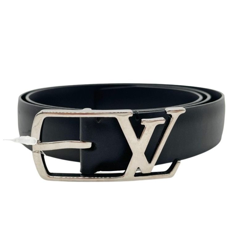 LOUIS VUITTON ルイヴィトン ベルト サンチュール ネオグラム M6058 ブラック系 レザー メンズ シルバー金具 美品
