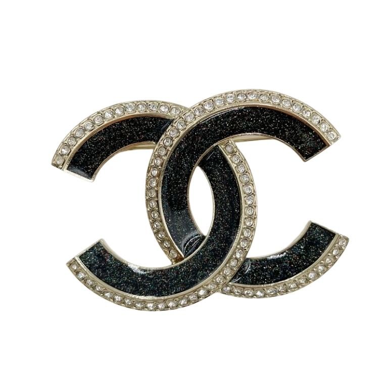 CHANEL シャネル ブローチ ココマーク ゴールド ブラック系 メタル ラインストーン レディース 超美品