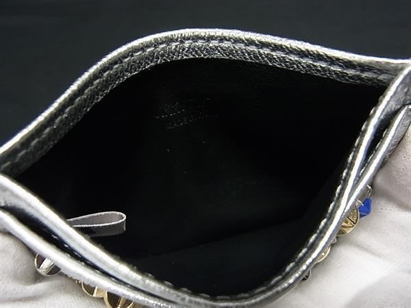 JIMMY CHOO ジミーチュウ カードケース DEAN AHQ シルバー系 レザー ユニセックス スタースタッズ 超美品