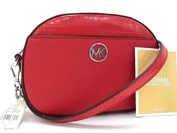 MICHAEL KORS マイケルコース ショルダーバッグ Jet Set Glam スモール フロントポケット オーバル クロスボディ 35H3S8GC1L レッド系 クロコダイル型押しレザー レディース チェーン クロスボディ シルバー金具 新品未使用展示品
