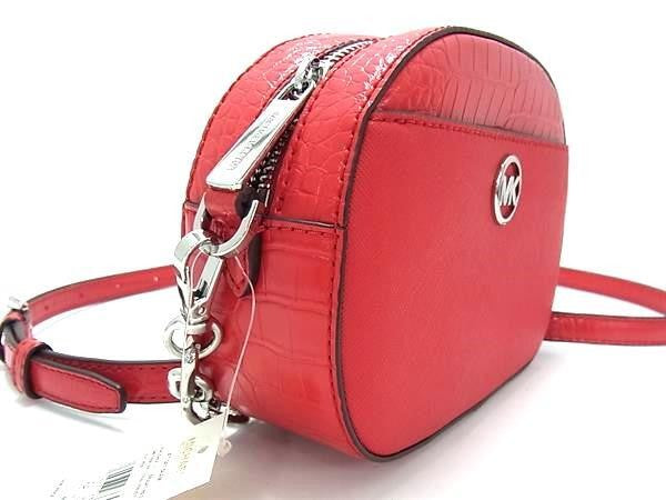 MICHAEL KORS マイケルコース ショルダーバッグ Jet Set Glam スモール フロントポケット オーバル クロスボディ 35H3S8GC1L レッド系 クロコダイル型押しレザー レディース チェーン クロスボディ シルバー金具 新品未使用展示品