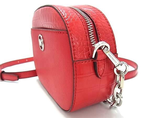 MICHAEL KORS マイケルコース ショルダーバッグ Jet Set Glam スモール フロントポケット オーバル クロスボディ 35H3S8GC1L レッド系 クロコダイル型押しレザー レディース チェーン クロスボディ シルバー金具 新品未使用展示品