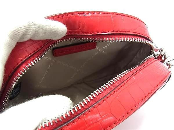 MICHAEL KORS マイケルコース ショルダーバッグ Jet Set Glam スモール フロントポケット オーバル クロスボディ 35H3S8GC1L レッド系 クロコダイル型押しレザー レディース チェーン クロスボディ シルバー金具 新品未使用展示品