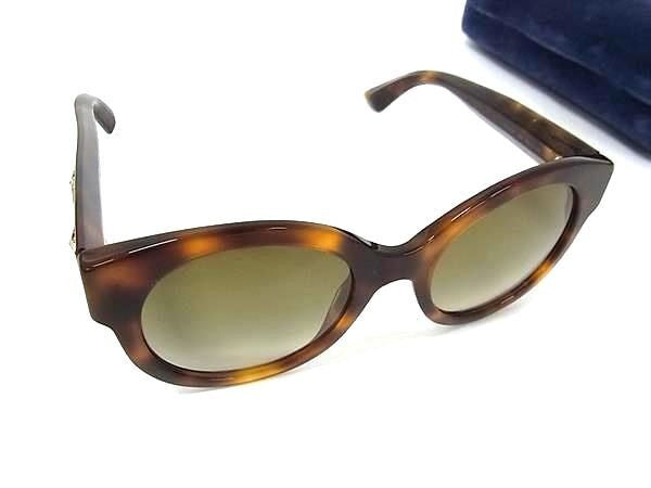 GUCCI グッチ サングラス インターロッキングG GG0207S ブラウン系×レンズ ブラウングラデーション系 プラスチック ユニセックス べっ甲調 スター 美品
