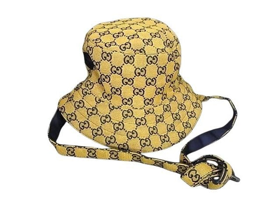 GUCCI グッチ ハット GG柄 バケットハット 653857 ブラウン系×ネイビー系 キャンバス ユニセックス リバーシブル 美品