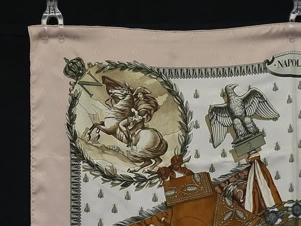 HERMES エルメス スカーフ カレ90 ピンク系×マルチカラー シルク100% レディース NAPOLEON ナポレオン 大判 美品