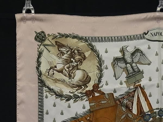 HERMES エルメス スカーフ カレ90 ピンク系×マルチカラー シルク100% レディース NAPOLEON ナポレオン 大判 美品