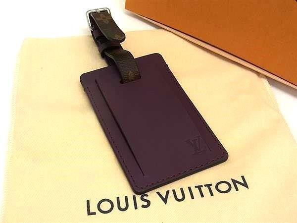 LOUIS VUITTON ルイヴィトン バッグチャーム ポルト アドレス ケッチュ パープル系×ブラウン系 モノグラム レザー ユニセックス ネームタグ 超美品