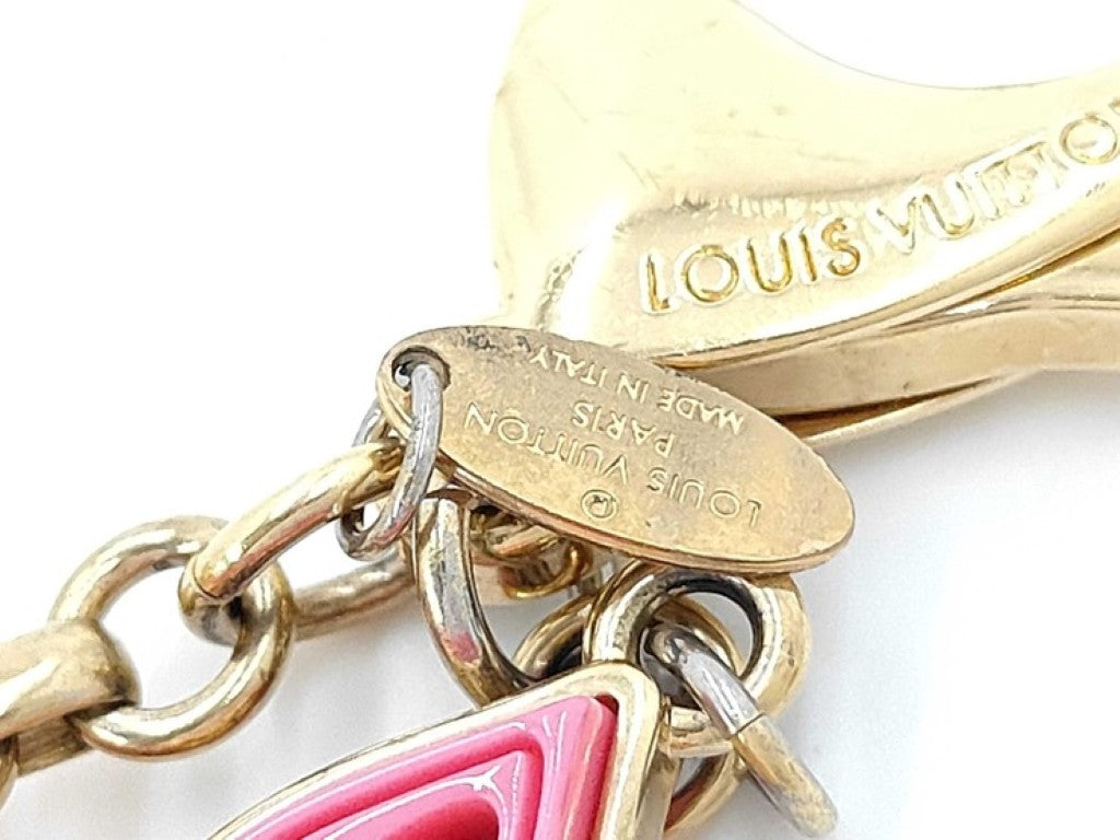 LOUIS VUITTON ルイヴィトン キーホルダー ビジューサックナイフ M66913 ピンク ゴールド系 メタル レディース 美品