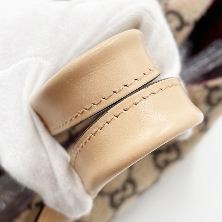 GUCCI グッチ ハンドバッグ 628159 ベージュ系 ウール レザー レディース 美品
