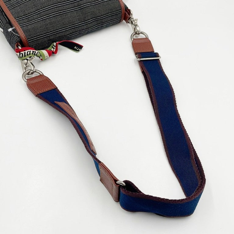 Orobianco オロビアンコ ショルダーバッグ グレー系 キャンバス メンズ シルバー金具 美品