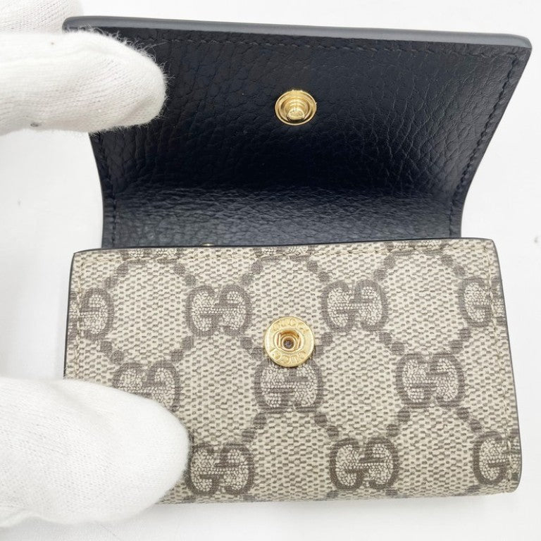 GUCCI グッチ キーケース GGスプリーム 456118 ベージュ ブラウン ブラック系 PVC×レザー ユニセックス 6連 ゴールド金具 超美品