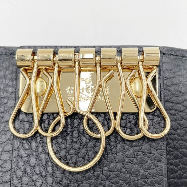 GUCCI グッチ キーケース GGスプリーム 456118 ベージュ ブラウン ブラック系 PVC×レザー ユニセックス 6連 ゴールド金具 超美品