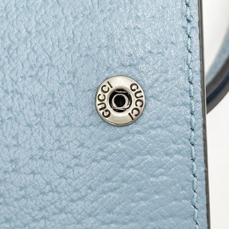 GUCCI グッチ カードケース GGマーモント 700707 ライトブルー系 レザー ユニセックス 美品