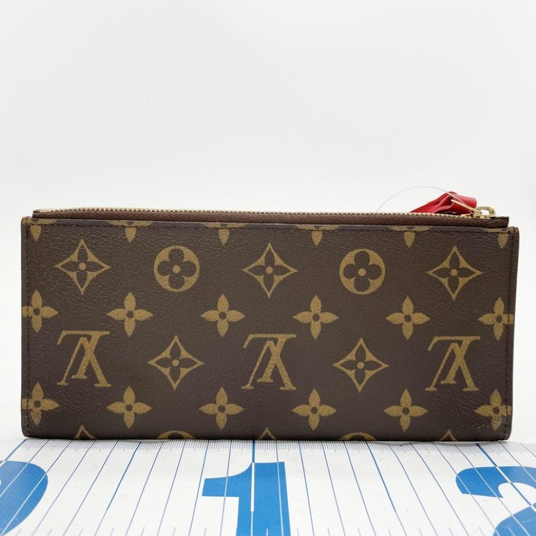 LOUIS VUITTON ルイヴィトン 長財布 ポルトフォイユ アデル M61287 ブラウン コクリコ（レッド系） モノグラム レディース 二つ折り ゴールド金具 美品