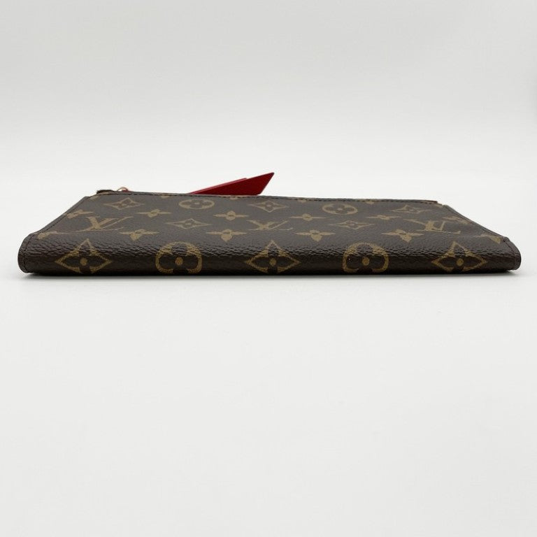LOUIS VUITTON ルイヴィトン 長財布 ポルトフォイユ アデル M61287 ブラウン コクリコ（レッド系） モノグラム レディース 二つ折り ゴールド金具 美品