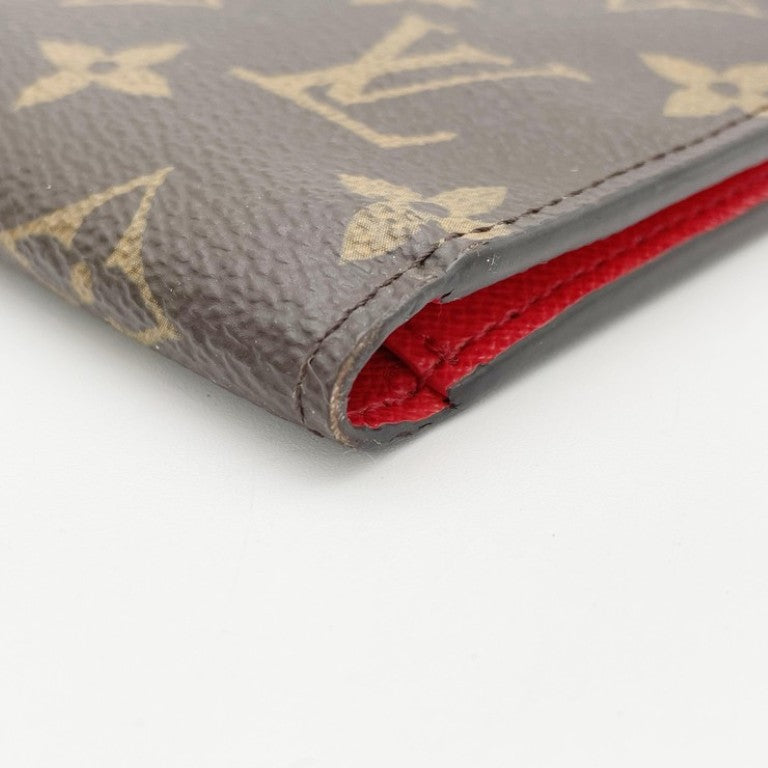 LOUIS VUITTON ルイヴィトン 長財布 ポルトフォイユ アデル M61287 ブラウン コクリコ（レッド系） モノグラム レディース 二つ折り ゴールド金具 美品